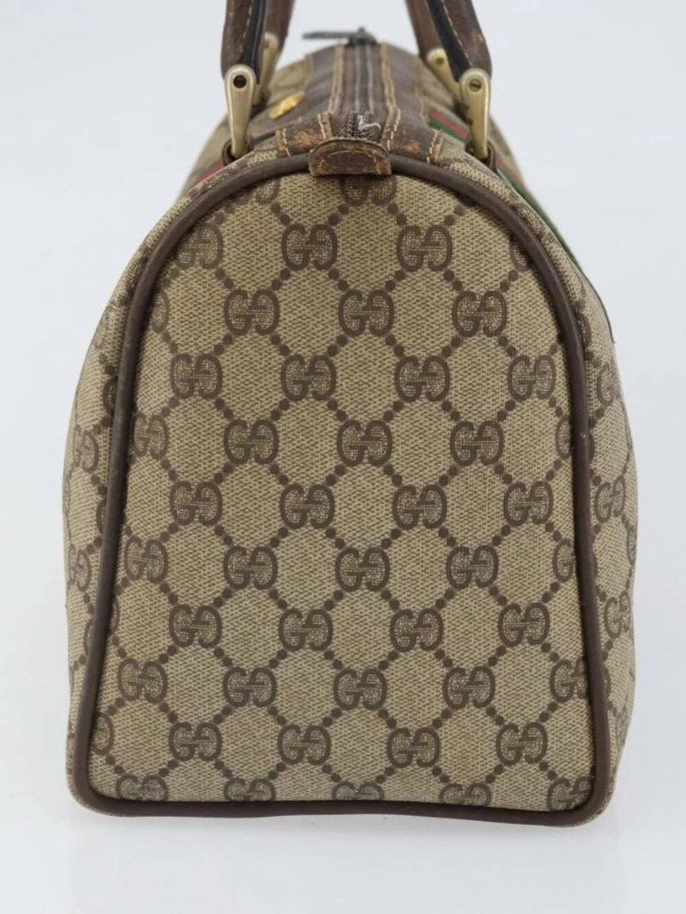 GUCCI GG Supreme Web Sherry Line Hand Bag PVC Beige Gold 24 012 3842 Auth ka2171 - Picture 6 of 16
